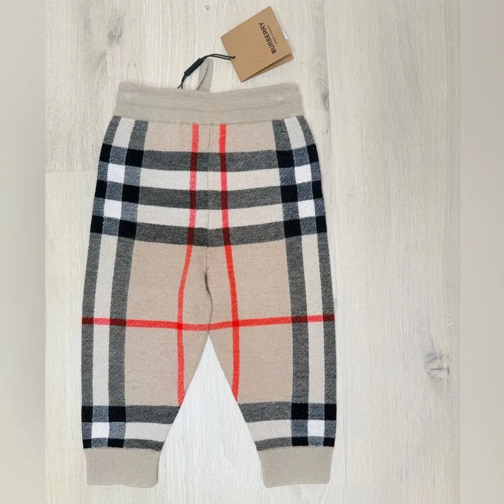 NWT ✨ BURBERRY ‘Gerard Vintage Check Knit Jogger Pants’ Unisex Wool/Cashmere 2T